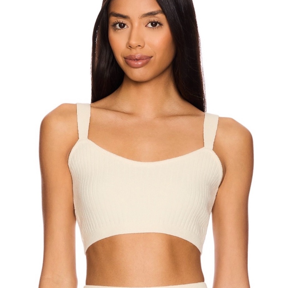 Spiritual Gangster Cream Ribbed Crop Top